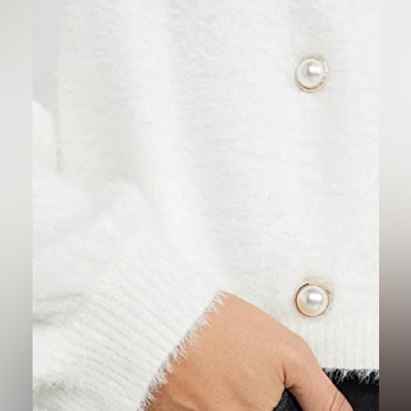 Cupcakes and Cashmere Ivory Mika Fuzzy Sweater with Pear Buttons - Picture 3 of 16